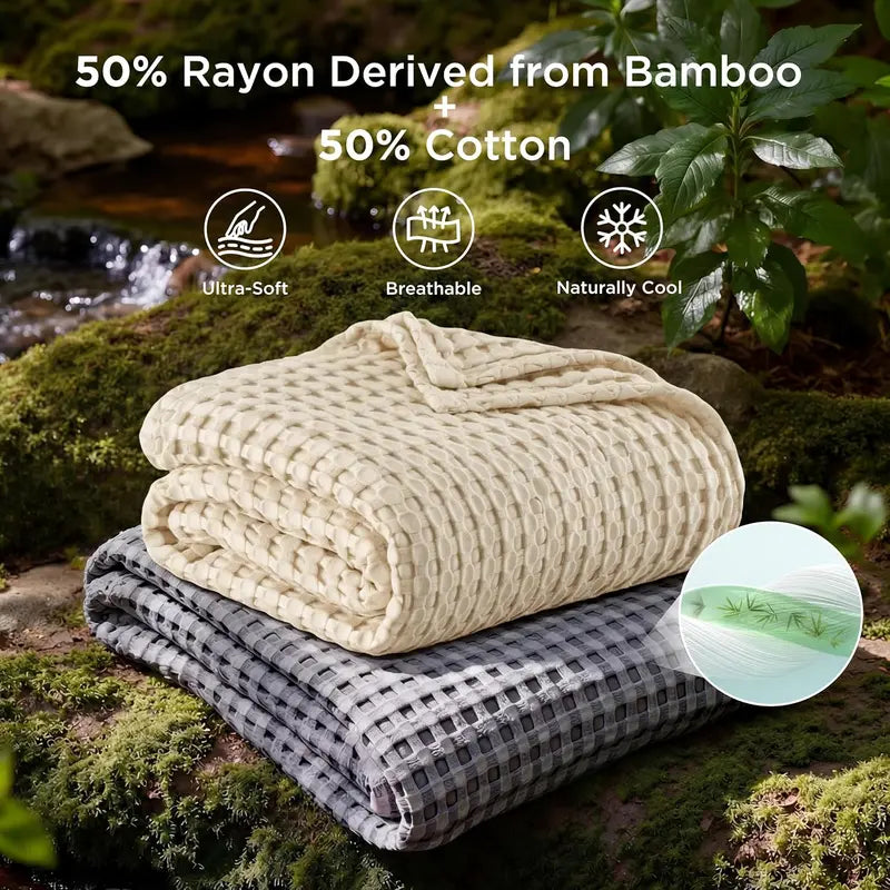 cooling-bamboo-waffle-blanket-soft-breathable-throw-for-hot-sleepers