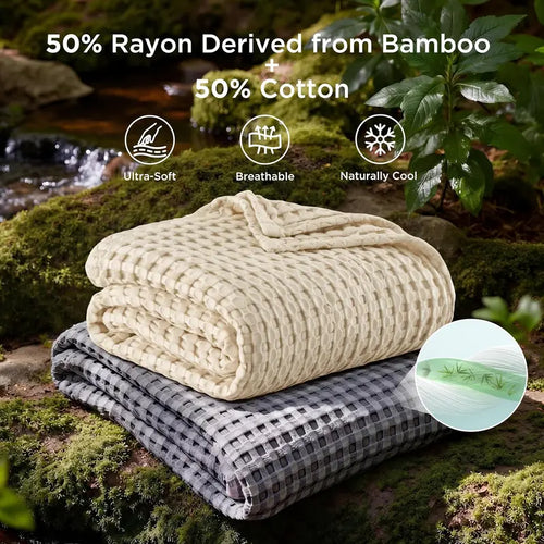 cooling-bamboo-waffle-blanket-soft-breathable-throw-for-hot-sleepers