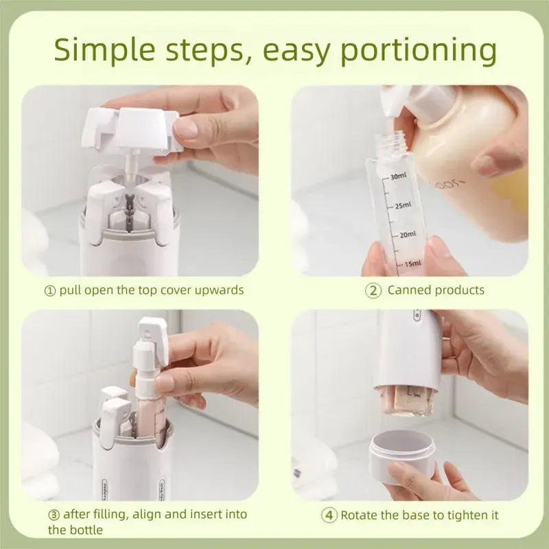 4-in-1 Travel Shampoo Dispenser | Portable Cosmetic Storage Bottle | Compact & Leak-Proof